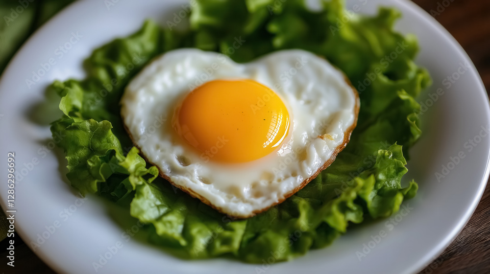 A perfectly fried egg in the shape of a heart A perfectly fried egg in the shape of a heart