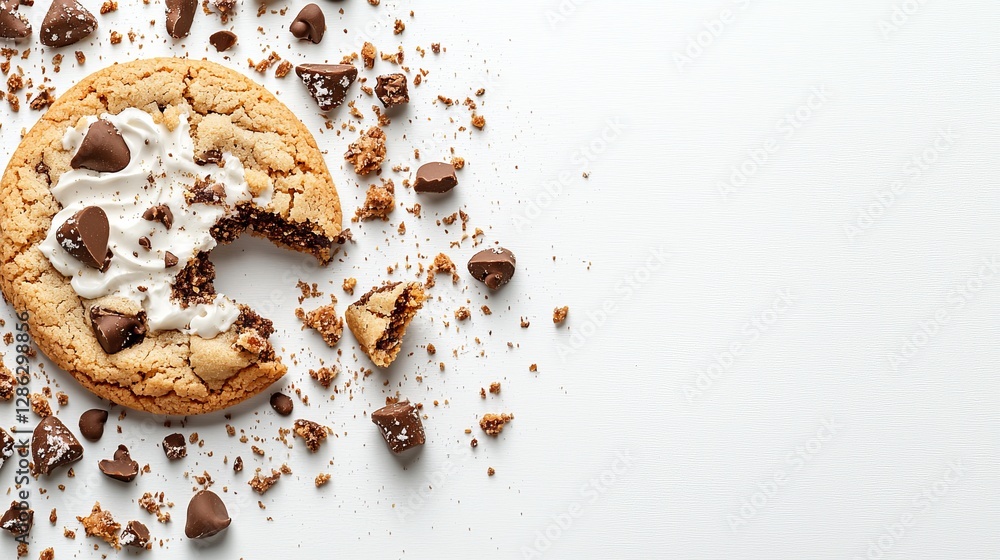 Delicious chocolate chip cookie bakery scene creamy butter delight close-up view tempting treats Delicious chocolate chip cookie bakery scene creamy butter delight close-up view tempting treats