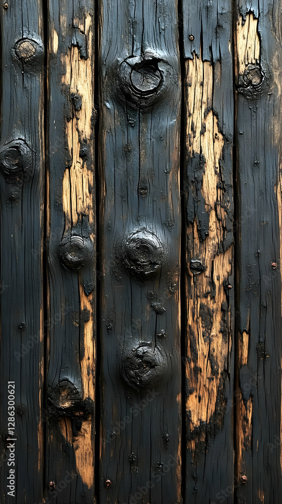 Aged Vertical Wooden Planks With Dark Stain Aged Vertical Wooden Planks With Dark Stain