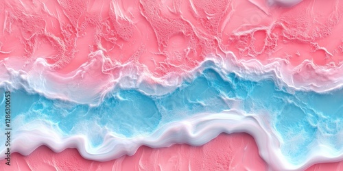 Wallpaper Mural A vibrant close-up showcasing a pink and blue wave gracefully flowing over a soft pink surface, highlighting the interplay of color and texture. Torontodigital.ca