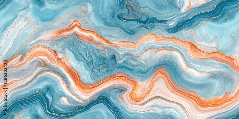 Obraz premium A detailed close-up of a vibrant marble surface showcasing an intricate and colorful pattern of natural hues and textures.