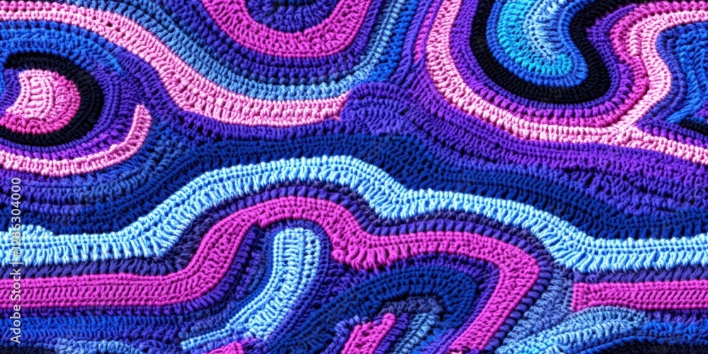 A detailed close-up of a crocheted blanket showcasing a vibrant swirl pattern, highlighting the intricate craftsmanship and texture of the fabric. A detailed close-up of a crocheted blanket showcasing a vibrant swirl pattern, highlighting the intricate craftsmanship and texture of the fabric.