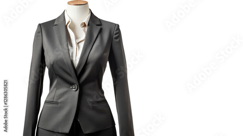 Obraz na płótnie Elegant gray business suit displayed on a mannequin in a modern retail store setting during daylight hours w salonie