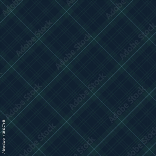 Plaid with twill weave repeat pattern in dark blue and green.Gingham seamless pattern with stripes.Checkered tartan Geometric graphic vector illustration background.