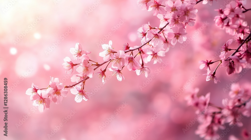 Delicate pink cherry blossoms against a soft bokeh background create a serene spring atmosphere. Delicate pink cherry blossoms against a soft bokeh background create a serene spring atmosphere.