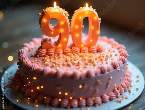 Celebrating 90th Birthday with Festive Cake photo