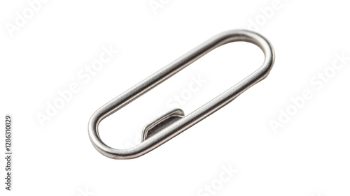 Obraz na płótnie Simple metal paperclip laying on a white surface highlighting its design and functionality in an office setting w salonie