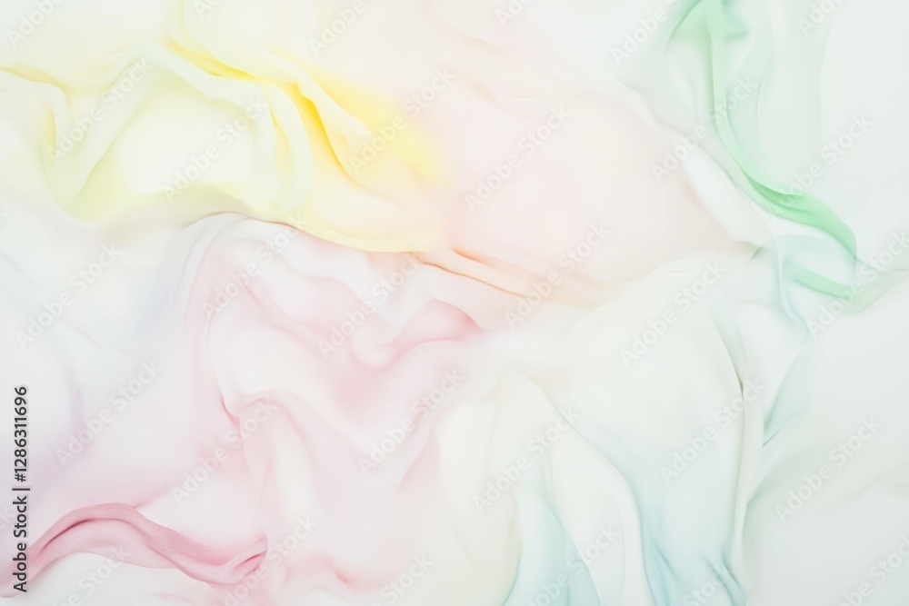 Obraz premium Soft pastel colors in flowing fabric, showcasing delicate shades of yellow, pink, and green, perfect for seasonal design themes or backgrounds
