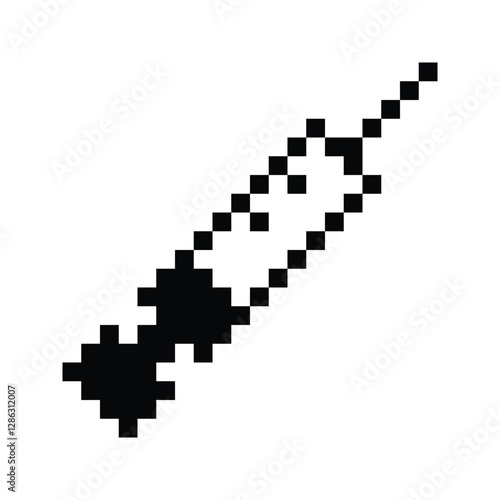 Cute pixel cartoon 8bit doctor equipment medical tool care for decoration inject hypodermic syringe hospital 8 bit pixel art game 8bit png vector.