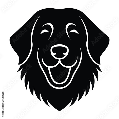 Golden Retriever Dog Happy Face Silhouette Icon with Joyful Expression