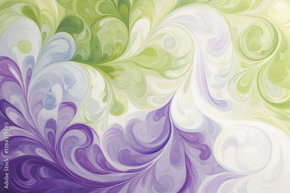Serene Swirls Abstract Art - Elegant abstract art featuring swirling patterns in shades of purple, green, and white. Perfect for modern decor Serene Swirls Abstract Art - Elegant abstract art featuring swirling patterns in shades of purple, green, and white. Perfect for modern decor