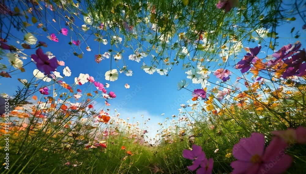 Obraz premium Generated image of sky with flowers frame