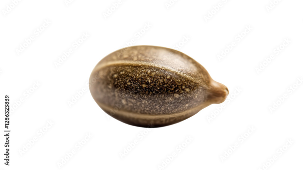 Unique brown seed with textured surface resting on white background showcasing its natural beauty and shape