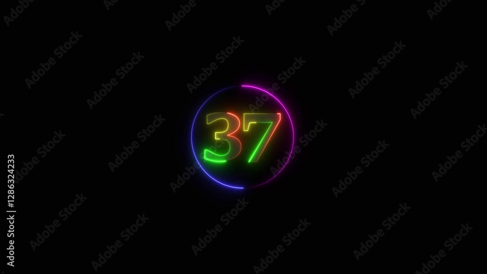 Neon light countdown 37 number 4k animation video. Neon light countdown 37 number 4k animation video.