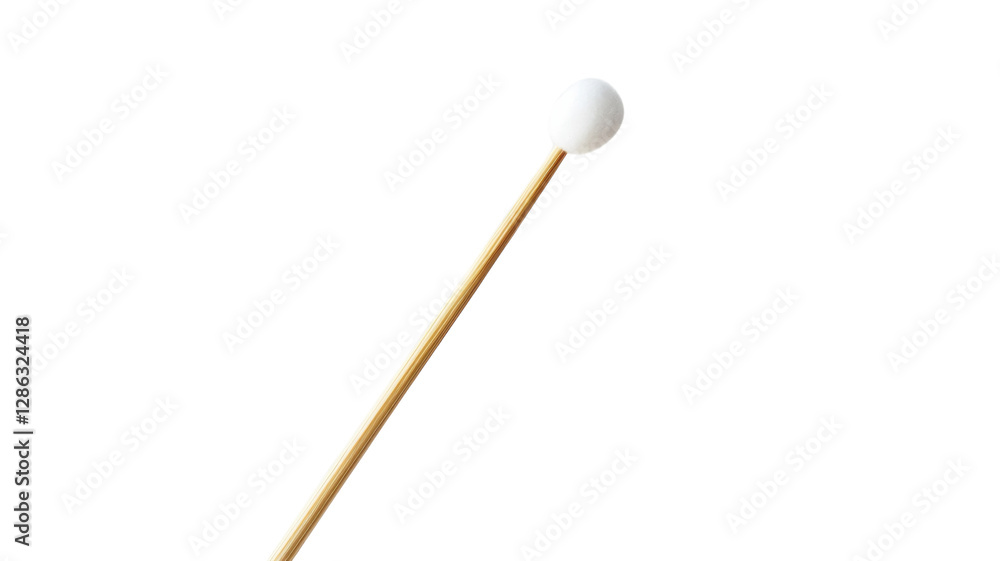 White ball atop a thin wooden stick used for a demonstration or artistic display in a minimalistic environment White ball atop a thin wooden stick used for a demonstration or artistic display in a minimalistic environment