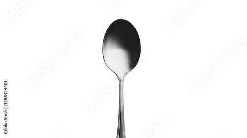 Reflective metal spoon resting on a plain surface captures minimalistic elegance in contemporary design