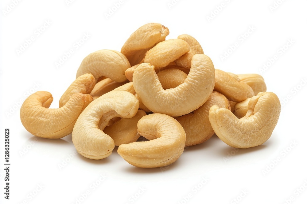 Cashews nuts pile isolated on white background. Cashews nuts pile isolated on white background.
