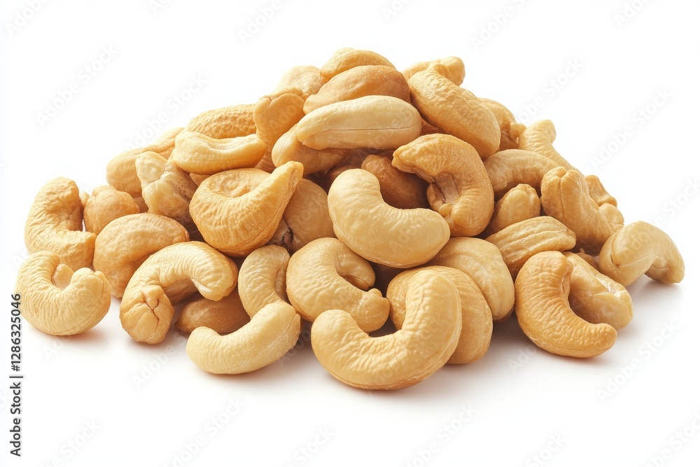 Cashews nuts pile isolated on white background. Cashews nuts pile isolated on white background.