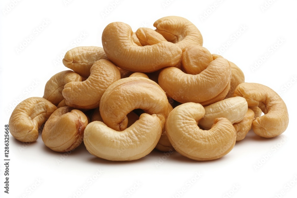 Cashews nuts pile isolated on white background. Cashews nuts pile isolated on white background.