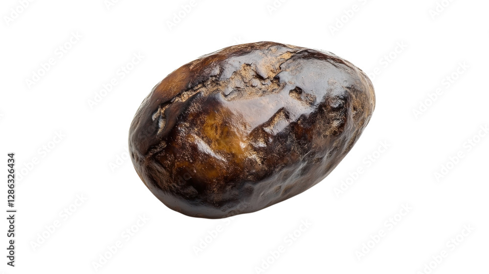 Uncommon stone resembling a large, smooth egg found on a riverbank in a natural setting during daylight hours