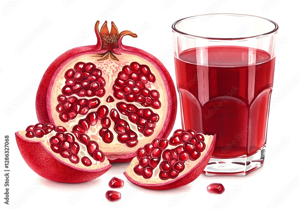 Fresh Pomegranate Juice and Fruit, Perfect for a Healthy Drink Fresh Pomegranate Juice and Fruit, Perfect for a Healthy Drink