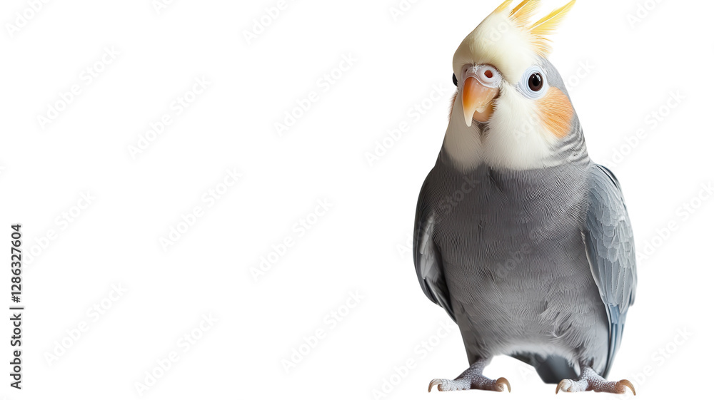 Colorful cockatiel perched with vibrant feathers showcasing lively personality in indoor setting