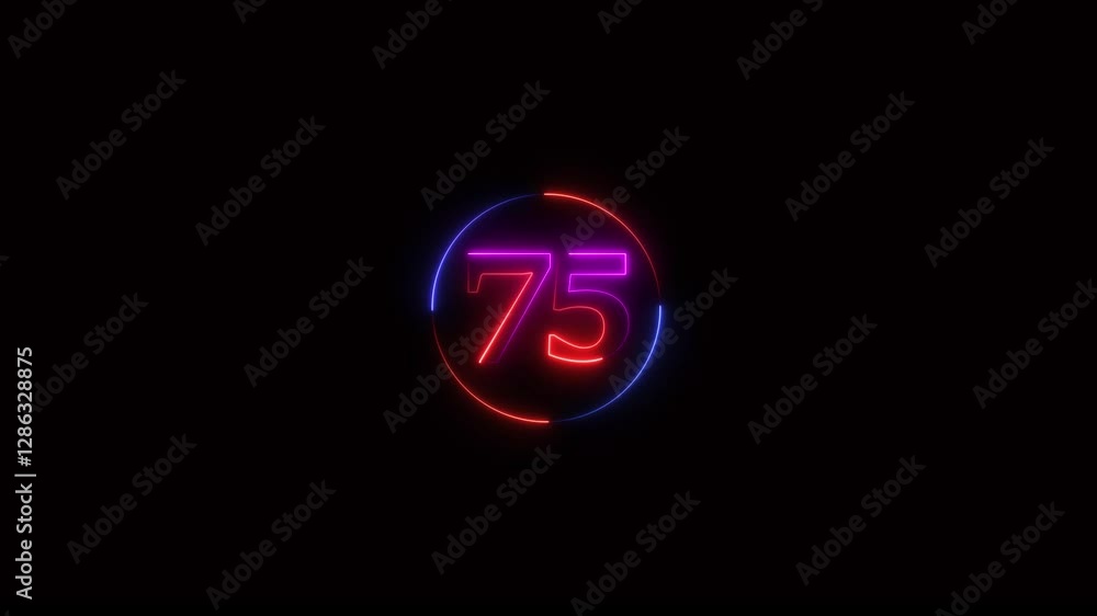 Neon light countdown 75 number animation 4k video. Neon light countdown 75 number animation 4k video.
