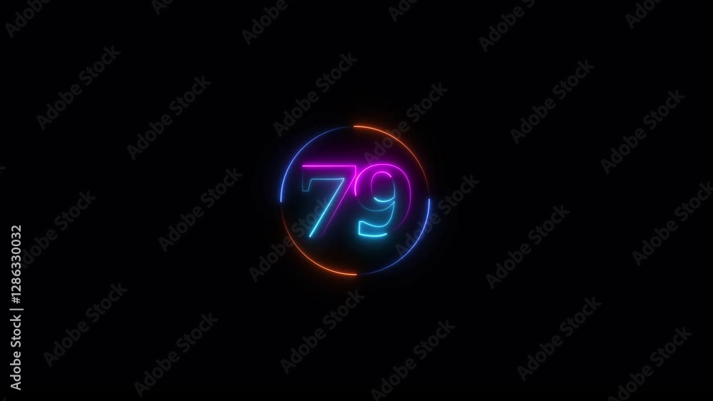Neon light countdown 79 number animation 4k video. Neon light countdown 79 number animation 4k video.