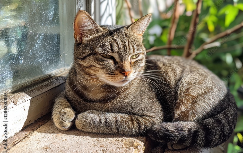 Professional stock photo of a Cute Cat Sitting by a Window with Sunlight on Its Fur Professional stock photo of a Cute Cat Sitting by a Window with Sunlight on Its Fur