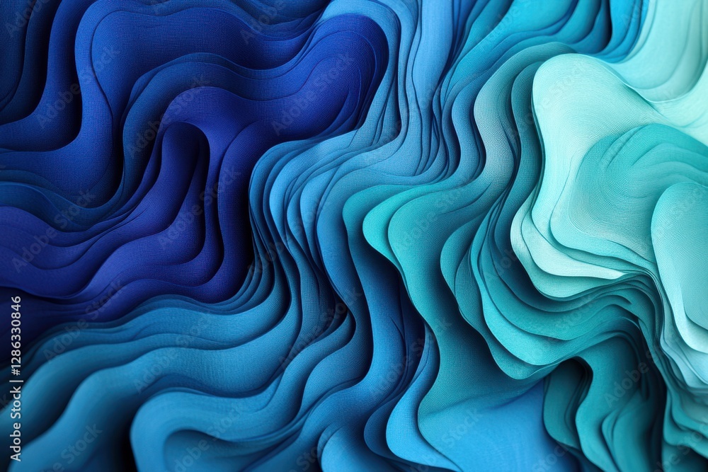 Abstract Waves of Deep Blue and Turquoise Paper Layers Texture Abstract Waves of Deep Blue and Turquoise Paper Layers Texture