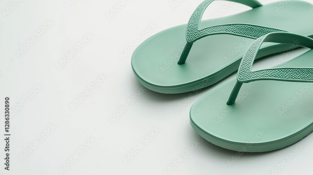 green tosca sandal flip-flops with isolated white background green tosca sandal flip-flops with isolated white background