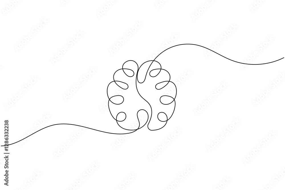 Fototapeta premium Human brain continuous one line drawing and minimalist style isolate outline vector illustration