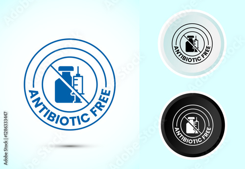 Antibiotic free icon design illustration, No antibiotic label. Organic, healthy, natural