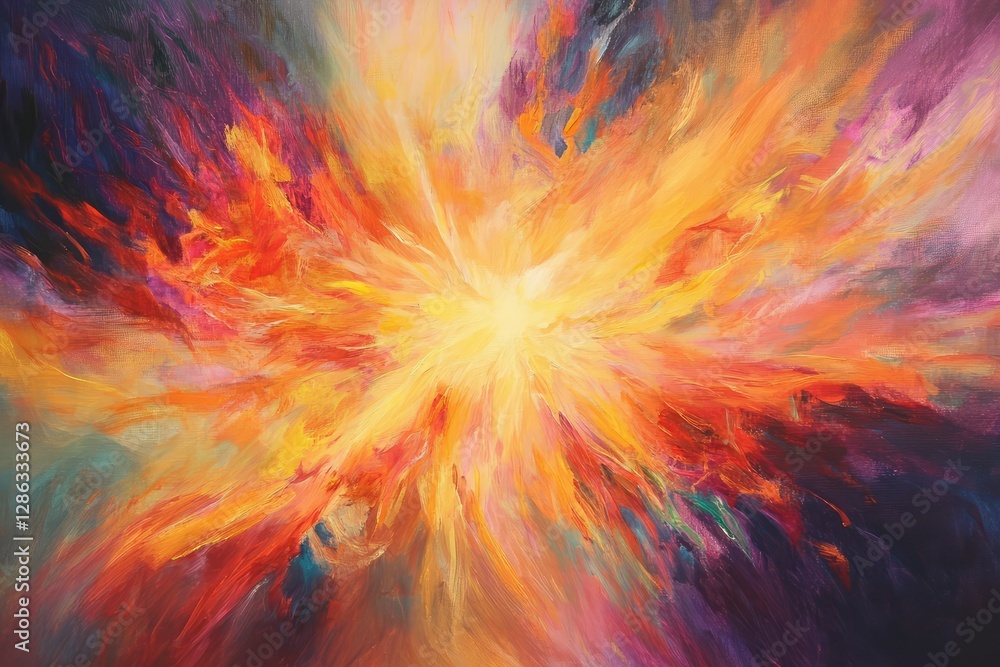 A radiant explosion of light and color, symbolizing energy and motion A radiant explosion of light and color, symbolizing energy and motion