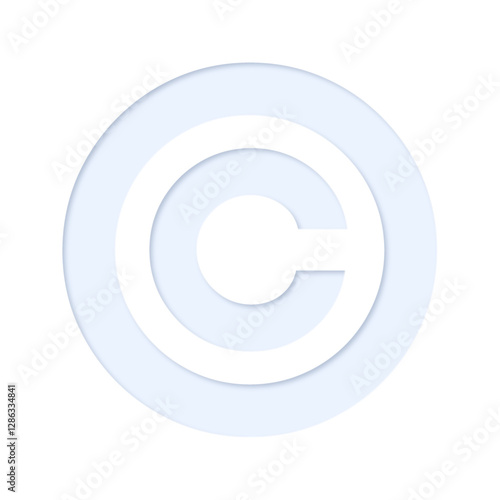 © copyright symbol in light blue color with inner shadow and cutout effect, transparent background
