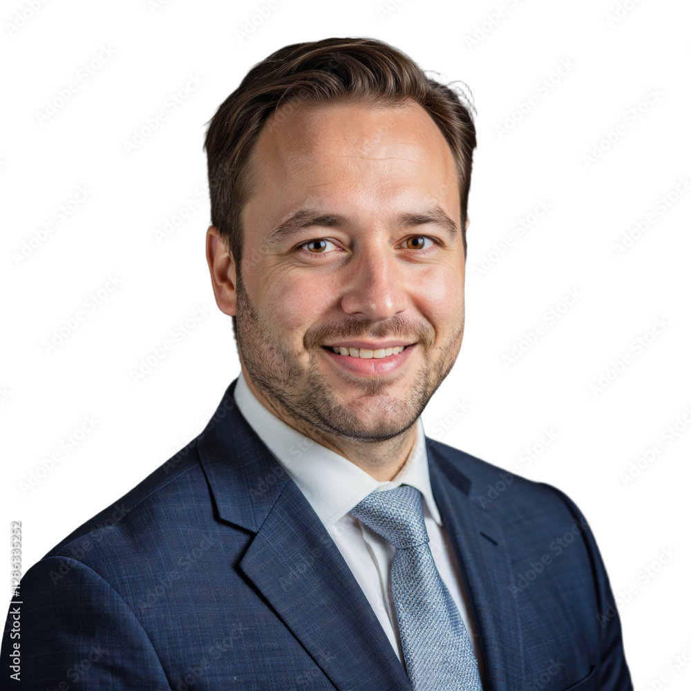 A man dressed in formal attire poses against a transparent background A man dressed in formal attire poses against a transparent background