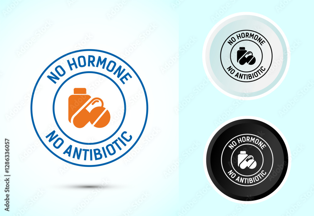 Antibiotic free icon design illustration, No antibiotic label. Organic, healthy, natural Antibiotic free icon design illustration, No antibiotic label. Organic, healthy, natural