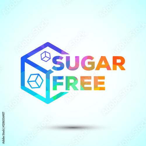 Sugar free icon badge label or sticker. Diabetic icon. No sugar symbol for food packaging, low poly style