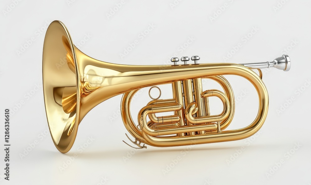 Naklejka premium Brass mellophone on white background, ideal for music education