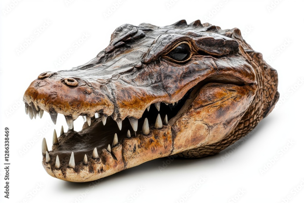 Obraz premium Detailed Carving of an Alligator Head