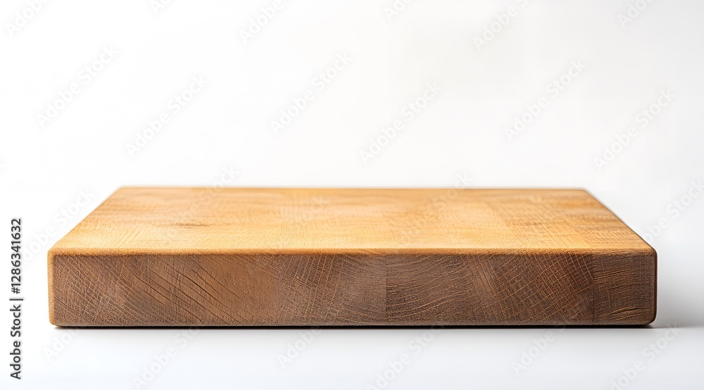 A rectangular wooden cutting board sitting against a white background A rectangular wooden cutting board sitting against a white background