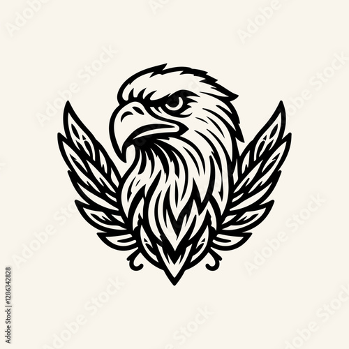 Elegant eagle head line art vector illustration design, perfect for prints and digital use. vintage eagle line art logo