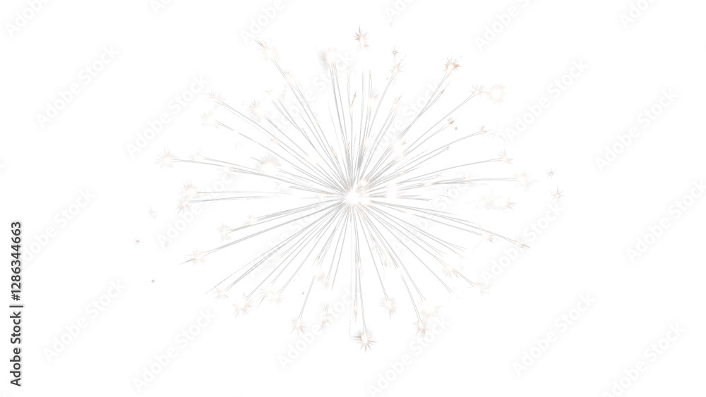 Fototapeta premium Minimalistic firework element isolated on transparent PNG. Decorative Element art.