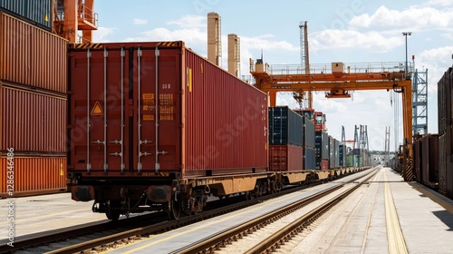 This image highlights the seamless integration of shipping and rail transport systems.