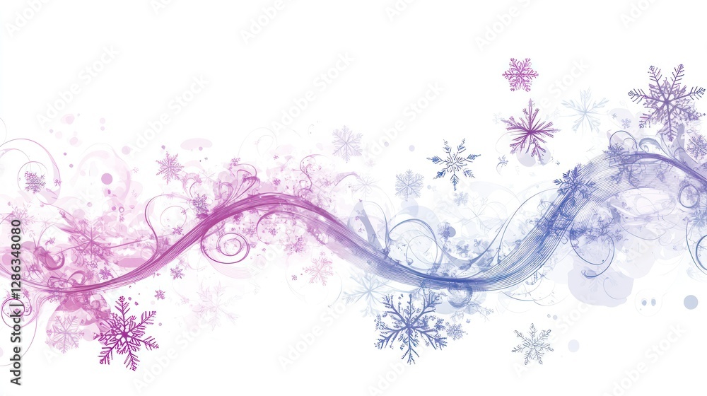 Elegant Snowflake Border Design with Purple and Blue Gradient Wave Elegant Snowflake Border Design with Purple and Blue Gradient Wave