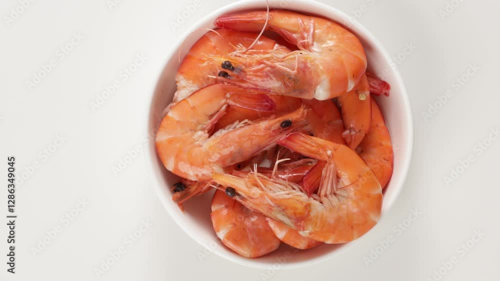 top view of cooked shrimp in bowl zoom food top view of cooked shrimp in bowl zoom food