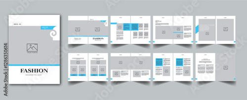 Fashion Magazine Template layout cover page with 16 page design concept Accents