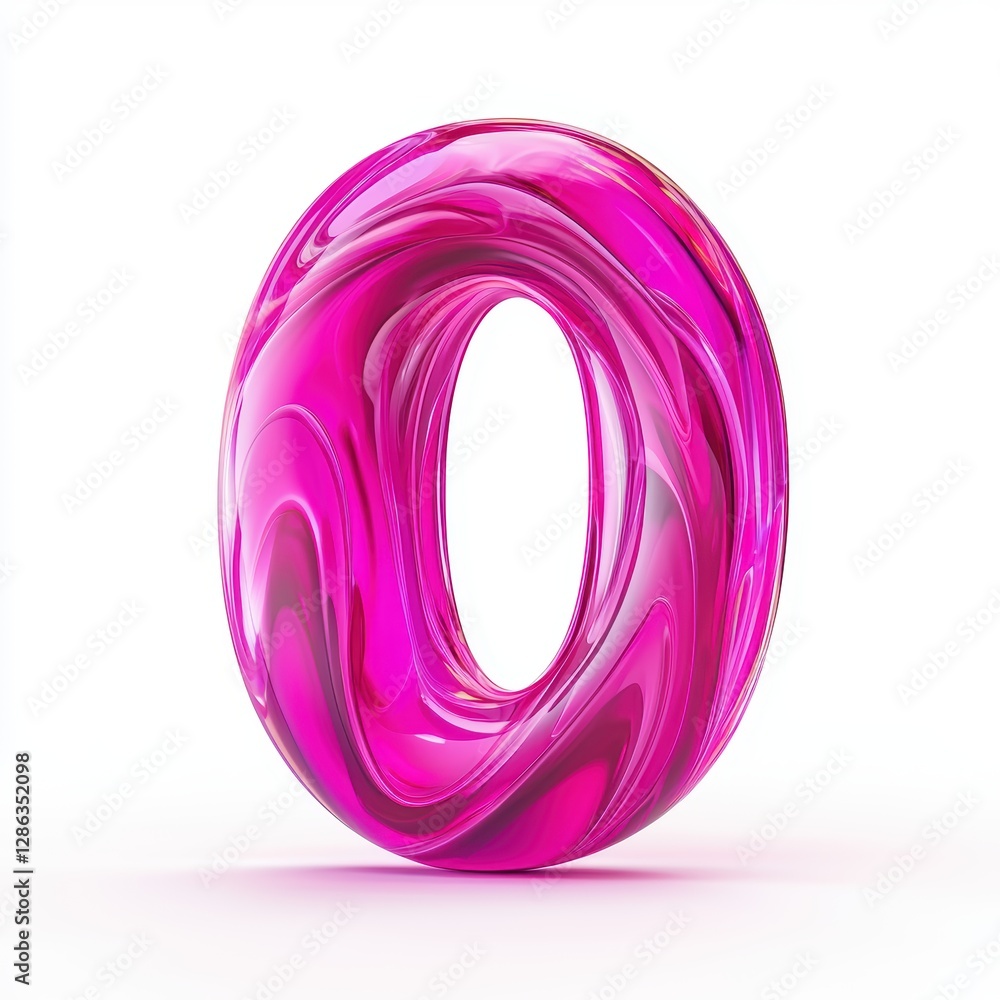 Number 0 made of vibrant neon pink liquid with swirling motion and glossy reflections isolated on a clean white background Number 0 made of vibrant neon pink liquid with swirling motion and glossy reflections isolated on a clean white background