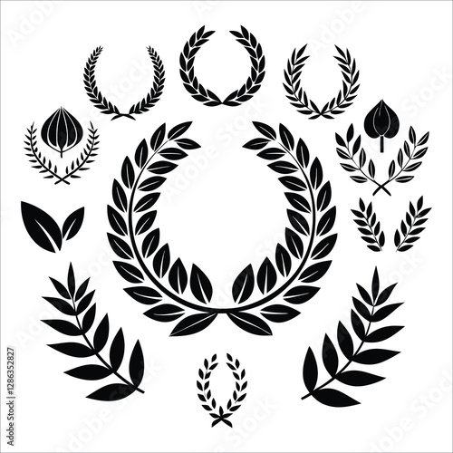 Elegant Laurel Wreath and Leaf Silhouettes Collection