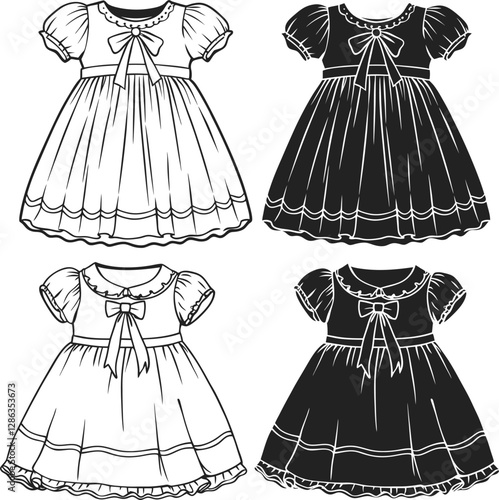 vector illustration of a set of women's dress